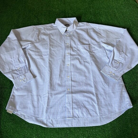 Van Heusen Flex Long Sleeve Button Down Plaid Blue Wrinkle Free Shirt Size 2XL - Picture 1 of 12